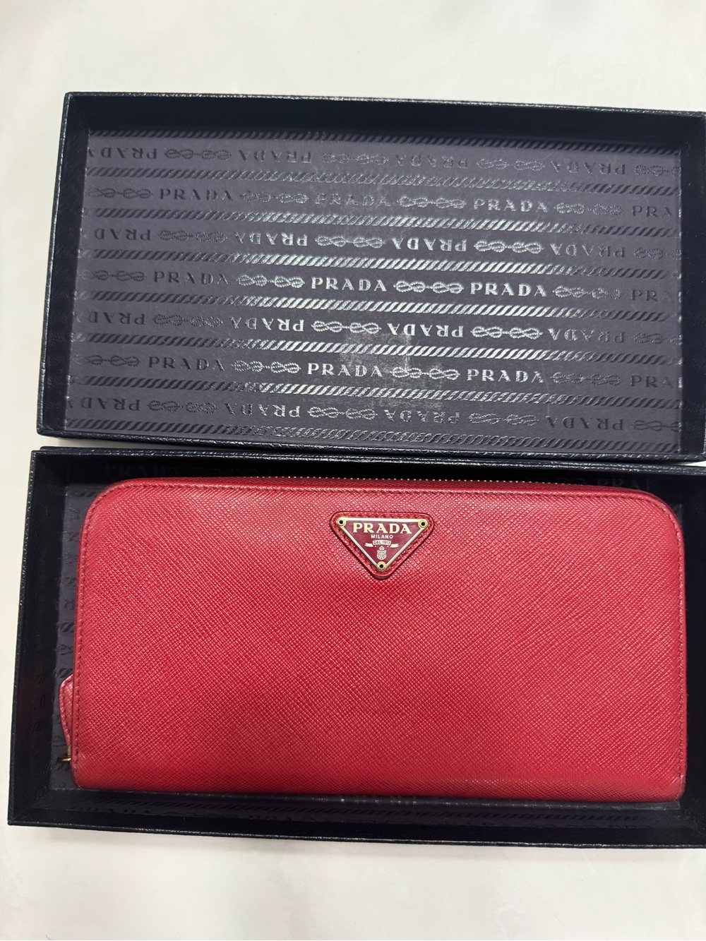 Prada Red Saffiano Leather Wallet Box - Picture 2 of 7